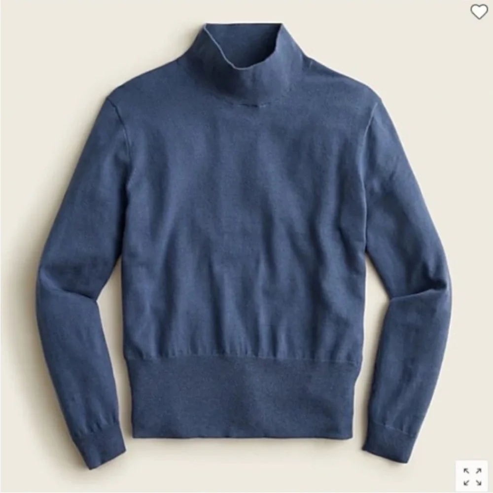 NWT J Crew Mockneck Silk-blend Sweater with Ribbed Trim L Large in Soft Blue